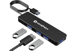 Nov8tech 4 Port USB 3.0 Hub with 2ft Extended Cable – Compatible with PC, Laptops, MacBook Pro & Air M1 M2 2016-2023 – Ideal 