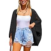 CUPSHE Women's Knit Open Front Long Dolman Sleeves Beach Crocheted Cover-Up Vacation