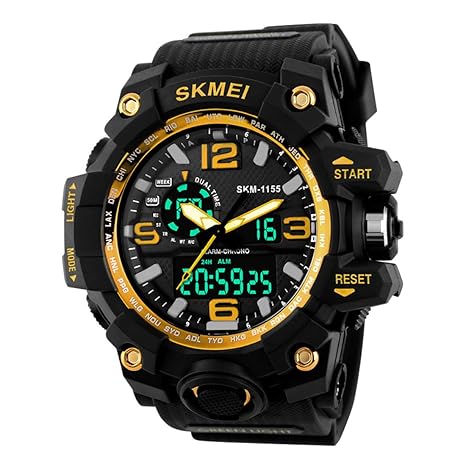 Skmei Analog-Digital Black Dial Mens Watch - 1155 Gold