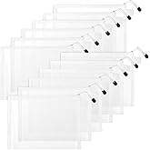 Erinnmy 12 Pieces Zipper Nylon Mesh Bags, Mesh Makeup Bag, Nylon Zipper Pouch, Multipurpose Travel Bags, Cosmetic Bag Pencil Case for Cosmetics School Office Supplies Travel (White, A5)