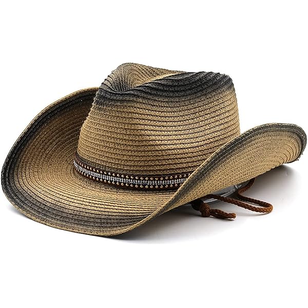 Sombrero De Vaquero De Paja Natural | Talla única Ajustable | Banda Interior Elástica | Estilo Western