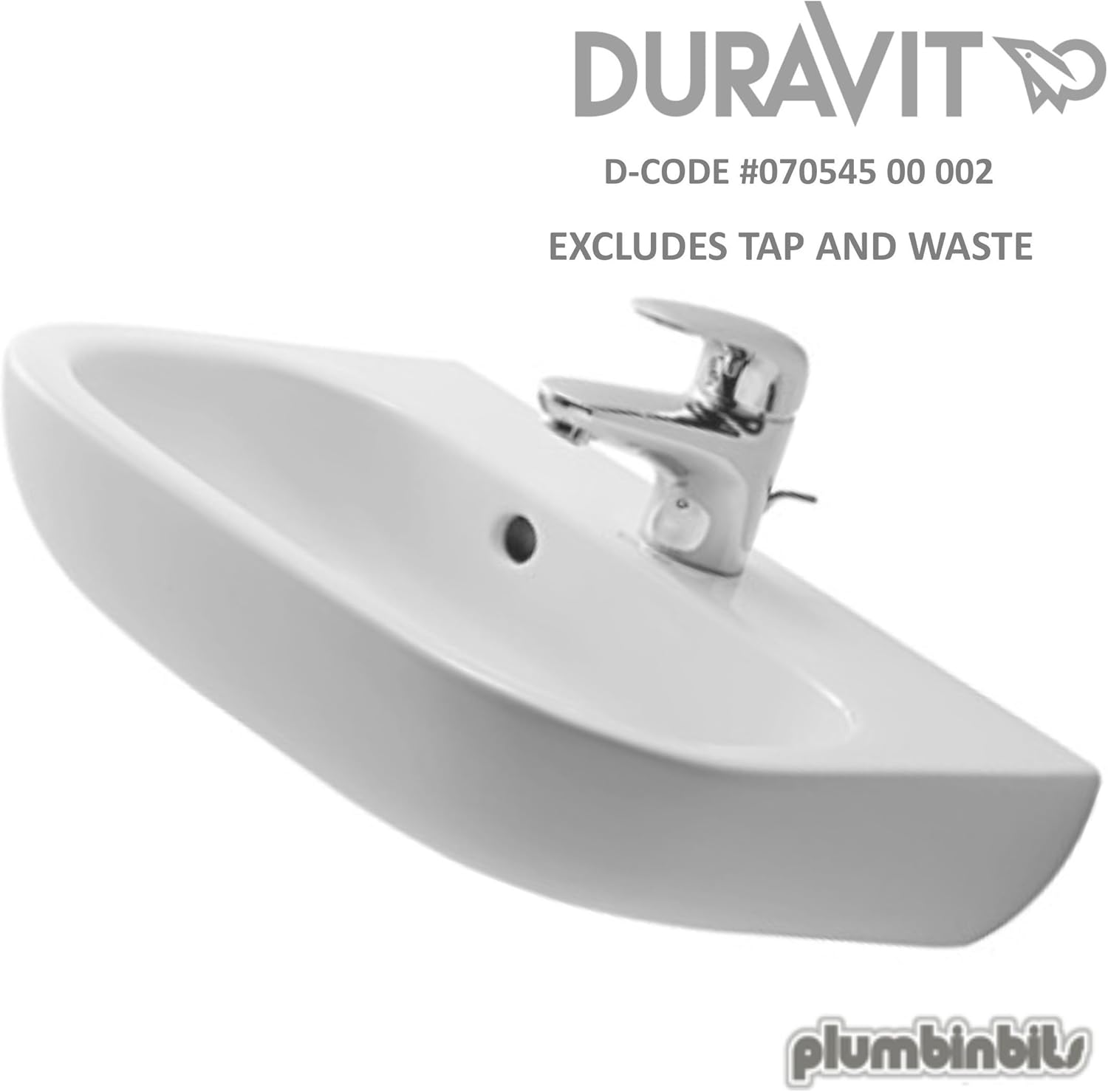 Duravit DCode Cloak 450mm Room Wash Hand Basin with 1 Tap Hole in