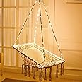 X-cosrack Hammock Chair,Swing Chair,Hanging Chair with Lights Can Support Up to 300 lbs. Sturdy Frame Cotton for Backyards Bedroom Balcony (Stand NOT Included)