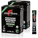 Mount Hagen 25 Count Single Serve Instant Decaf Coffee Packets - 2 pack | Decaffeinated Organic Medium Roast Arabica Beans | 