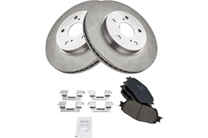 TRQ Front Brake Pad & Rotor Kit Brake Pads Brake Rotor Ceramic Compatible with 2002-2003 Lexus ES300 2004-2006 ES330 2005-2007 Toyota Avalon 2005-2006 Camry 2004-2010 Sienna 2004-2008 Solara
