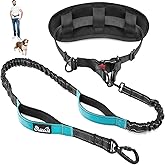 SlowTon Hands Free Dog Leash with Removable Zipper Pouch, Shock Absorbing Bungee Leash, Dual Handle and Reflective Stitches, 