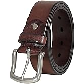 HQZBPT Genuine Cowhide Leather Belt, 38mm Width, Vintage Style with Antique Buckle, Dark Brown