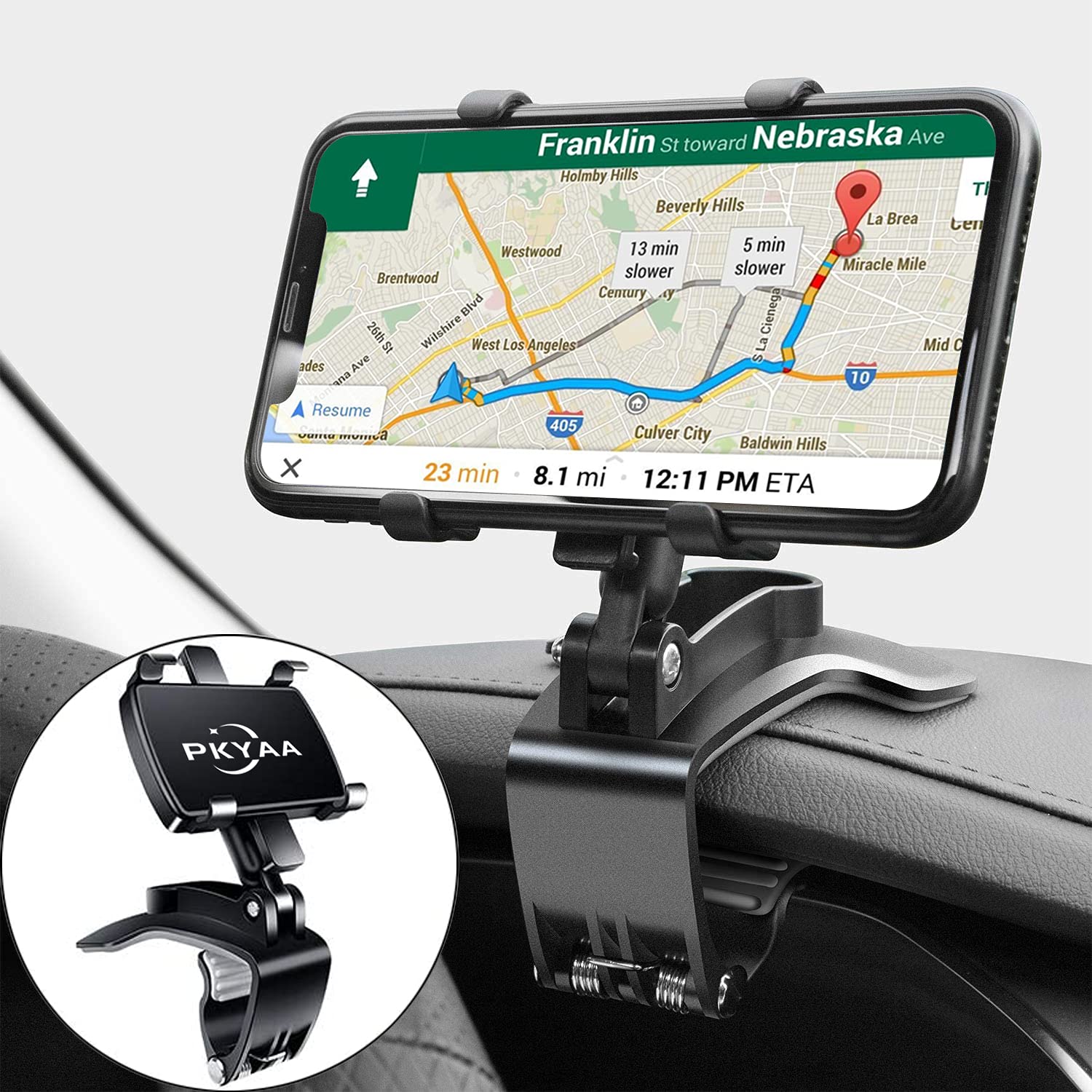 Anteel Car Phone Mount, Rotating Dashboard Clip Cell Phone Holder, 360-Degree Rotation Mobile Clip Stand for 4 to 7 inches Smartphones