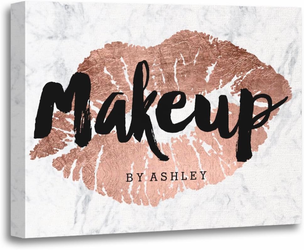 Amazon Com Torass Canvas Wall Art Print Modern Makeup Artist Lips Rose Gold White Artwork For Home Decor 12 X 16 Posters Prints
