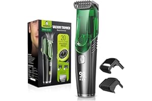 SHPAVVER Beard Trimmer for Men: Vacuum Mustache Trimmer for Less Mess -IPX7 Waterproof- Rechargeable Electric Beard Cutting Kit with Adjustable Length Comb for Sideburns/Stubble-Christmas Gift