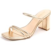 Miorap Square Open Toe Heels for Women Strappy Chunky Block Heeled Wedding Comfort Dressy Slides Sandals