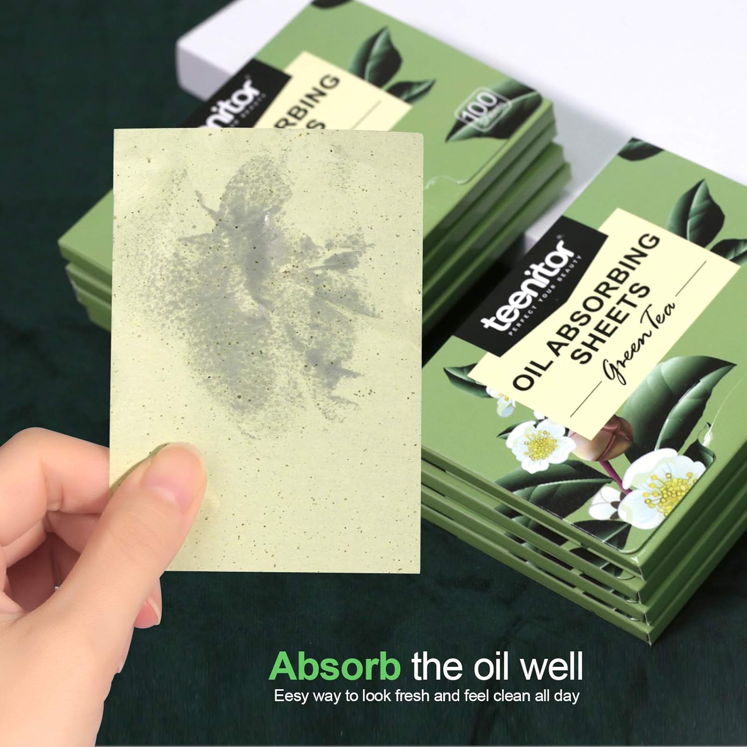 800 Counts Natural Green Tea Oil Control Film, Teenitor Oil Absorbing Sheets for Oily Skin Care, Blotting Paper to Remove Excess & Shine: Office Products