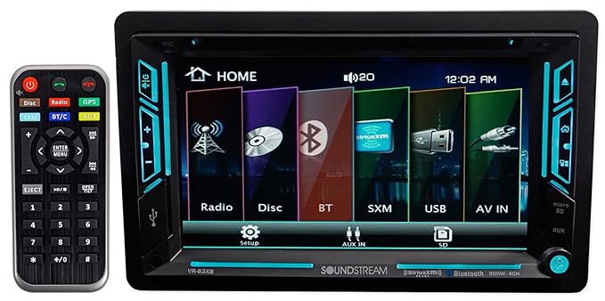 SOUNDSTREAM Soundstream VR-63XB 6.2' Touchscreen 2-DIN DVD, CD/MP3, AM/FM Receiver w/Bluetooth 4.0 & SiriusXM Ready.