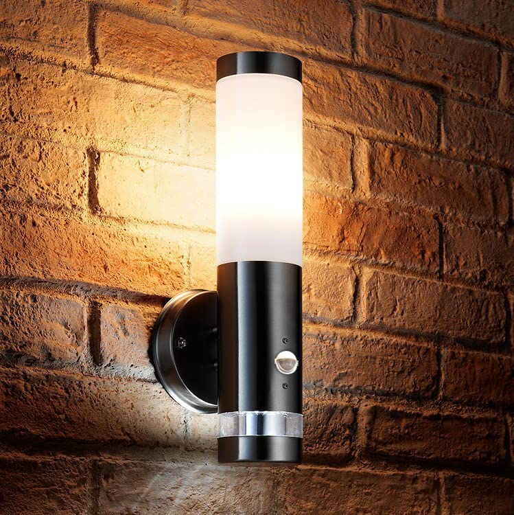 Auraglow Brushed Chrome Dual Function PIR Infrared Motion Sensor Detector LED Wall Light (Warm White)