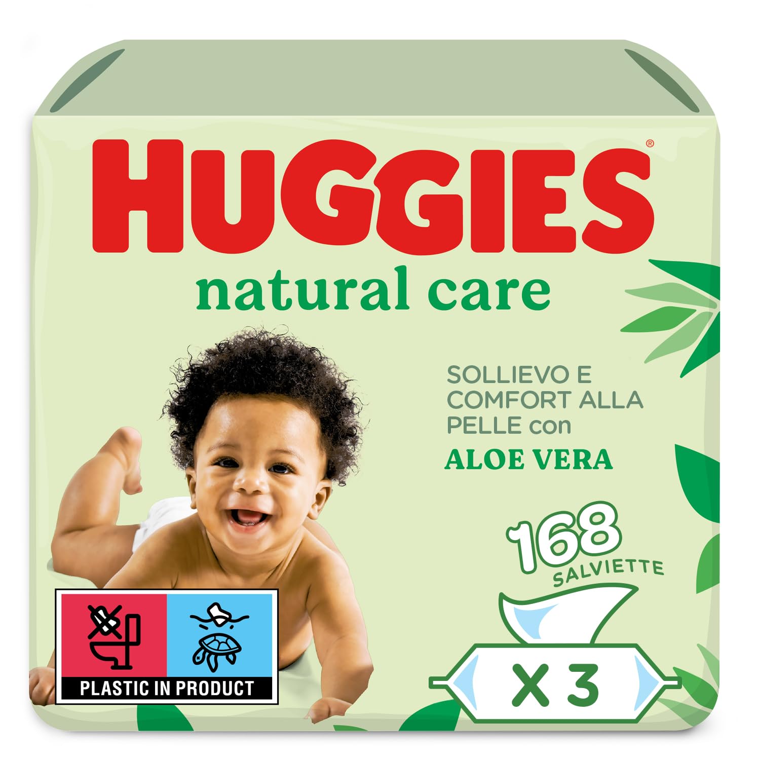 Toallitas Infantiles Huggies Natural Care 2+1 Gratis=168 unidades