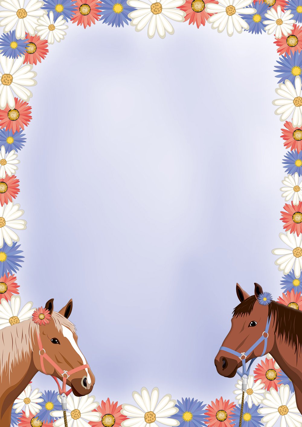 Writing Paper with Two Horses Design DIN A4 90 g/m² 50 Sheets