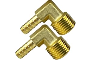 2pcs 90 Degree Elbow 3/8" Hose Barb to 1/2" NPT Male Brass Barbed Fitting by CX WONDERLAND