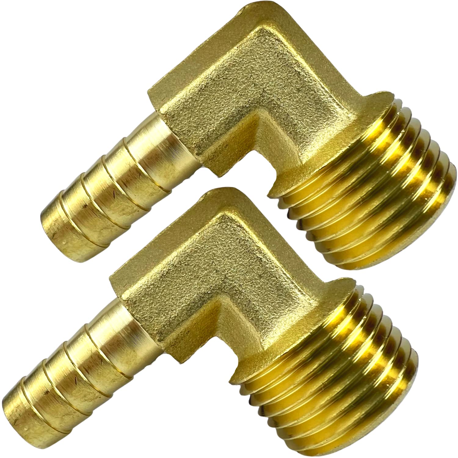 Photo 1 of 2pcs 90 Degree Elbow 3/8" Hose Barb to 1/2" NPT Male Brass Barbed Fitting by CX WONDERLAND