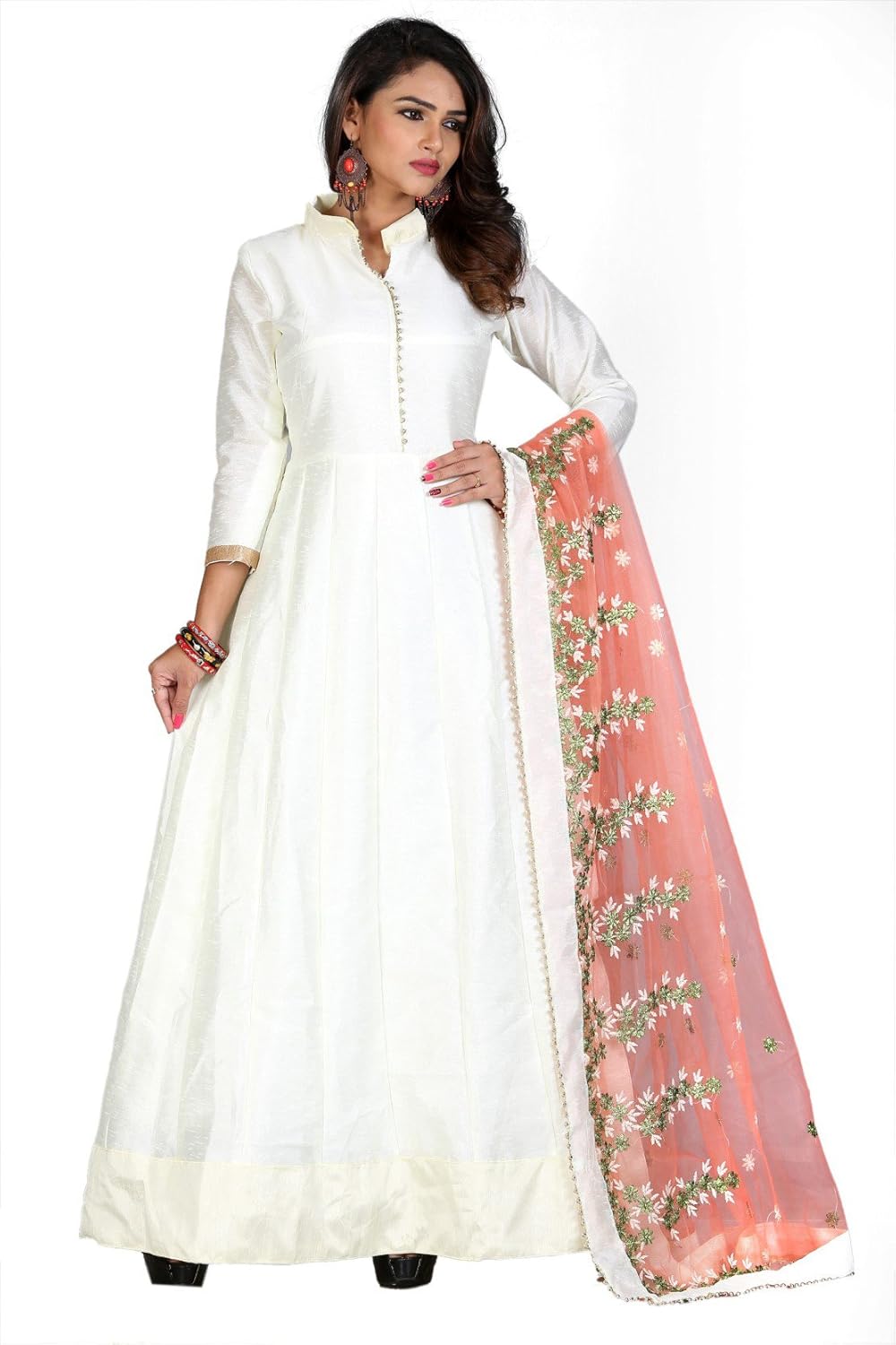 tashvi creation women's banglori silk salwar suit(white_free size)