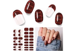 Nelikoo Semi Cured Gel Nail Strips - 30PCS Gel Nail Stickers for UV Light, Long-Lasting Gel Nail Wraps, Salon-Quality Semi Cured Nail Stickers, 2 Weeks Wear, Easy DIY Gel Manicure-Ebony Croc