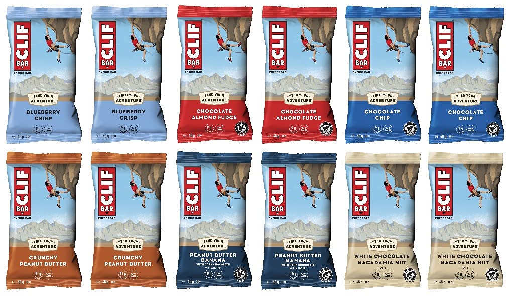 CLIF Bar ENERGY BAR Mixed Flavour Variety-Pack x 12 bars Nutritional Bar Source of Plant Based Protein 12 bars x 68g