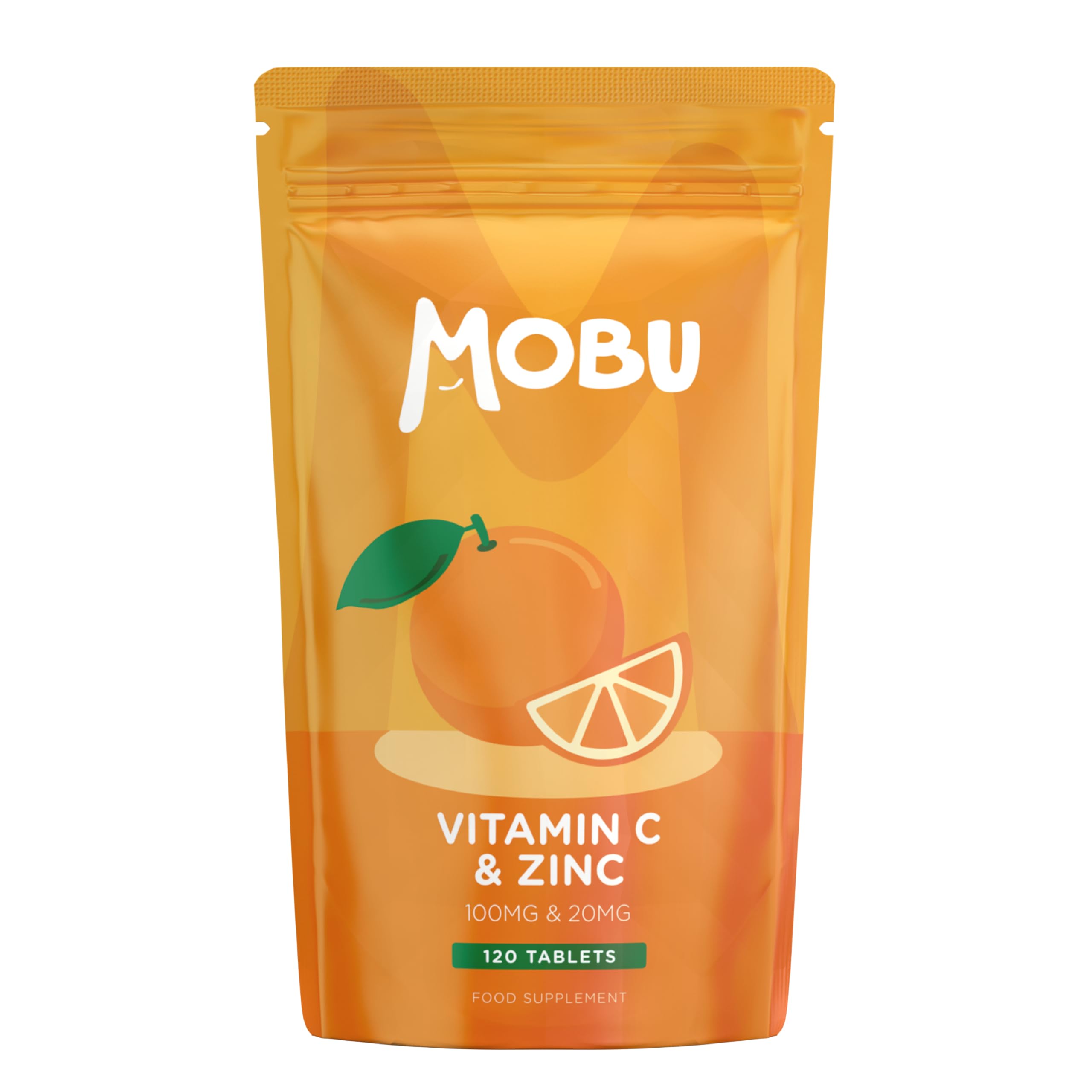Vitamin C 100mg and Zinc 20mg 120 Tablets | High Strength Immune System Support | Vitamin C & Zinc Supplement | Vegan | GMP Approved | Letterbox Friendly | MOBU UK