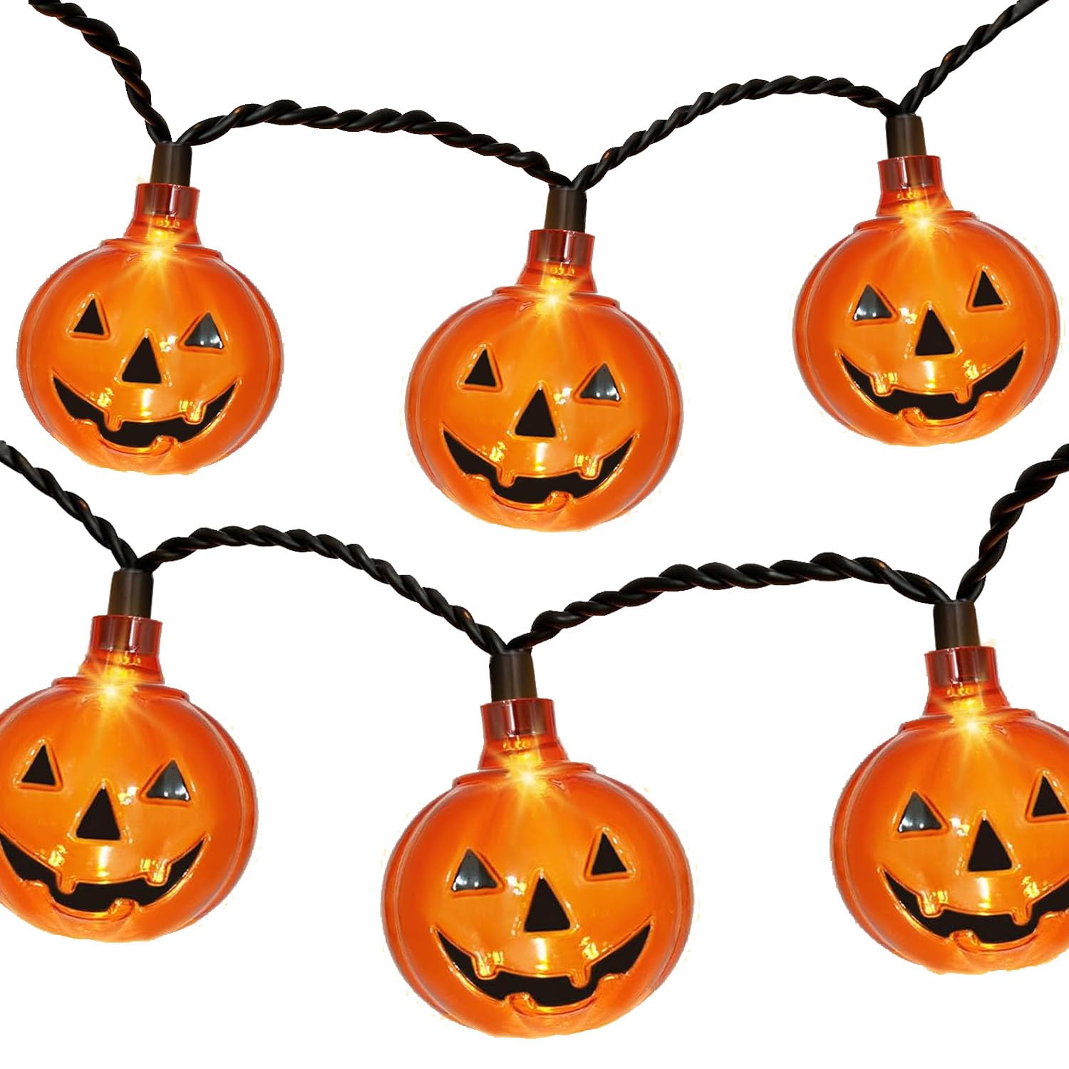 Photo 1 of Xingzd 8.5Ft LED Halloween Lights Pumpkin String Lights with 10 Smiling Jack O Lantern Pumpkin Lights, Clear Orange Jack O Lantern for Home Party Yard Porch Indoor Outdoor Decor Halloween Decorations
