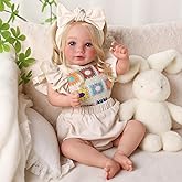 BABESIDE Lifelike Reborn Baby Dolls Dara - 20 Inch Realistic-Newborn Baby Doll Brown Hair Girl Handmade Real Life Dolls with Clothes and Toy Accessories Gift for Kids Age 3+