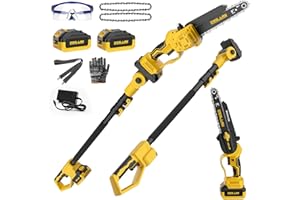 ZEGJAW 2-IN-1 Cordless Pole Saw & 8 Inch Mini Chainsaw, with 2 Pack 3.0Ah Battery and Charger, Electric Pole Saw for Tree Trimming with Adjustable Extension Pole