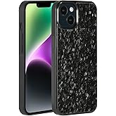 molzar Grip Series for iPhone 14 Case with Real Forged Carbon Fiber, Grippy Edges Design, Works with Qi-Certified Chargers, Compatible with iPhone 14, Glossy Black/Green