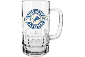Inglasco NFL Detroit Lions Banner Beer Stein Mug with Handle, 18-Ounce