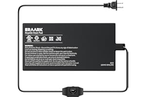 ERAARK Reptile Heating Pad 8" X 18" with Temperature Adjustable Controller Knob, 24W Terrarium Heating Mat for Reptiles Amphibians Hermit Crab Snake Lizard Turtles Lizards (8"X 18" with Adjust Knob)