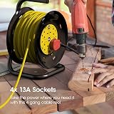SLx Extension Lead 30m Heavy Duty Cable Reel 4 Socket UK Plug 13A view 5