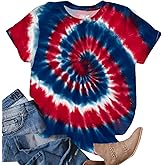Tie Dye T Shirts for Women Rainbow Shirts Funny Short Sleeve Tops