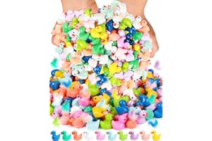 MOCUBA Mini Resin Ducks Little Tiny Duckies Figures for Dollhouse Ornament DIY Miniature Garden Landscape AquariumHide Gag Gift Prank Game School Project Slime Party Favor(50Pcs)