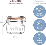 Kilner Square Clip Top Jar Set of 4 0.5 Litre Airtight Glass Jars view 2