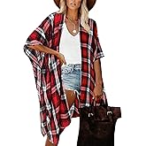 Moss Rose Women's Beach Cover up Swimsuit Kimono with Bohemian Floral Print, Loose Casual Resort Wear