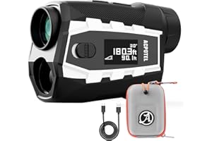 ACPOTEL PF2L LCD External Scrren Range Finder with Magnetic Golf Rangefinder Slope Switch with Feet/Yard/M Range Finder Golf with Scanning, Golf Rangefinder Fast Flag-Lock with Vibration