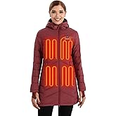 Venustas Women's Long Heated Down Jacket with Battery, 90% Duck Down Quilted Heated Puffer Jacket for Outdoor Camping Skiing