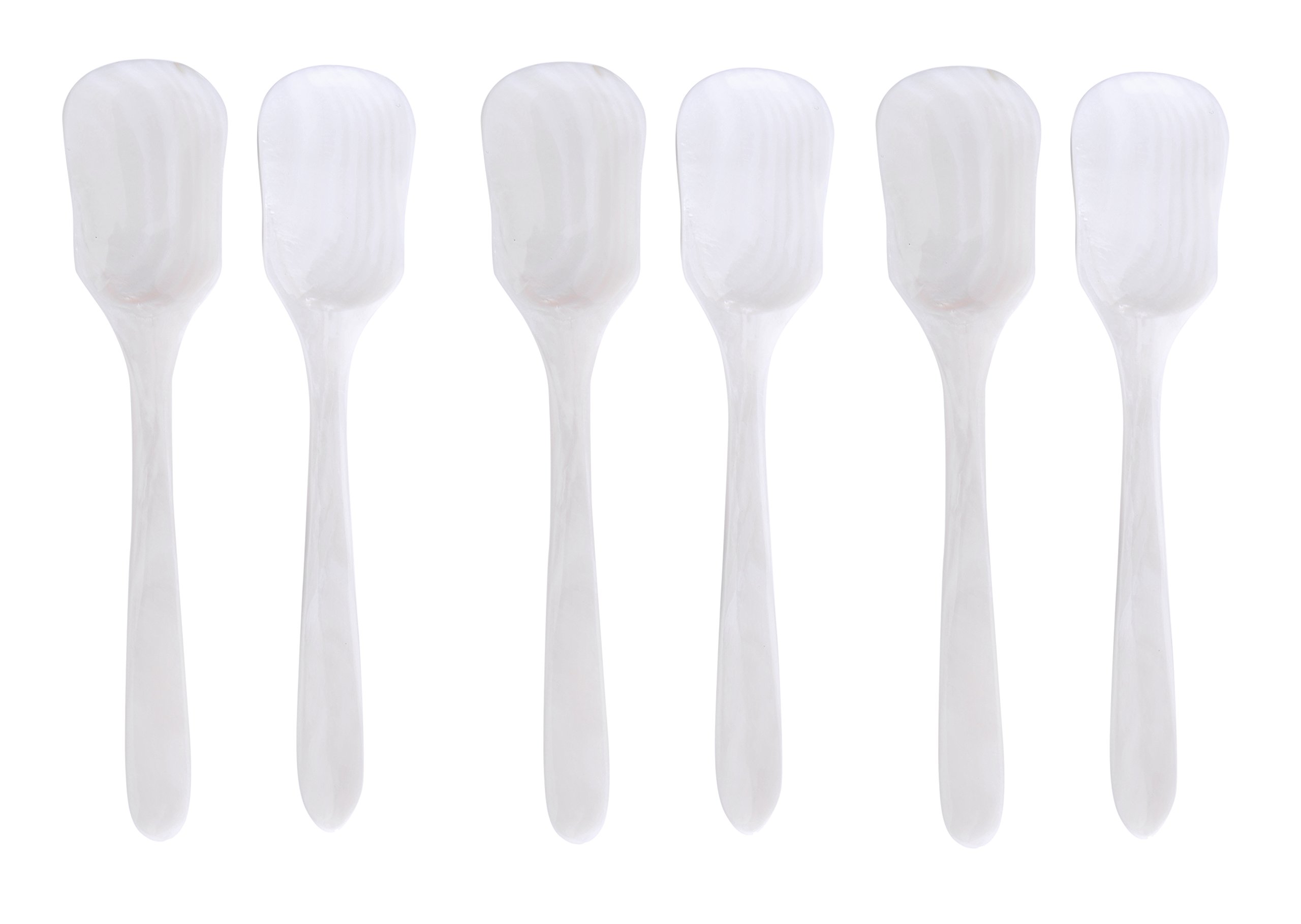 Marycrafts Set of 6 Large Square White Mother of Pearl MOP Caviar Spoons