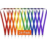 WEZEBEL 24-Pack Rainbow Breakaway Lanyards for id Badges, Polyester Neck Straps for ID Cards, Keys, Office, School & Events