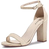 IDIFU Women's IN4 Cookie-HI Chunky High Heel Sandals Open Toe Ankle Strap Wedding Bridal Prom Dress Shoes For Women Bride Bridesmaid