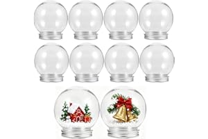 IMIKEYA 10pcs DIY Small Snow Globe Kit 3 Inch Clear Plastic Globes Empty Fillable Mini Snow Balls with Screw Off Cap Christma