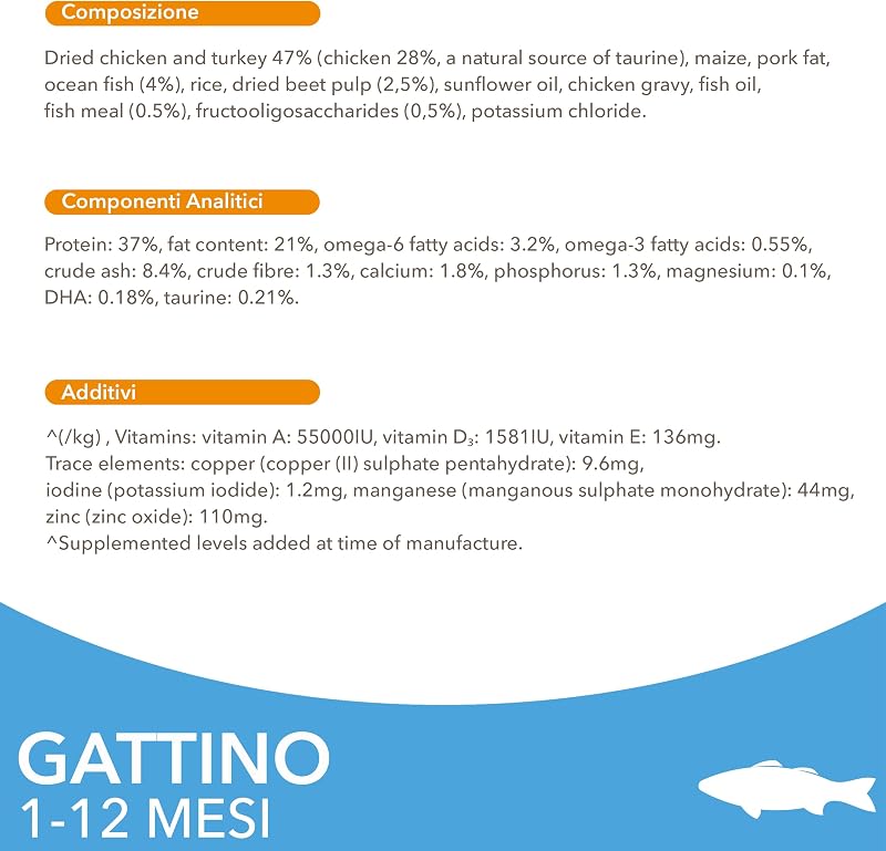 Cibo secco per gattini da 1-12 mesi con pesce oceanico, 10 kg
