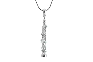 Spinningdaisy Crystal Oboe Music Instrument Necklace