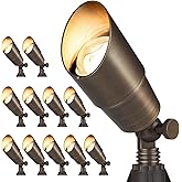 Gardencoin Solid Brass Outdoor Landscape Spotlights, 12V LED Low Voltage Landscape Lights for Garden and Yard, Bronze Heavy Duty Up Lighting Fixture Without Bulb, 12 Pack