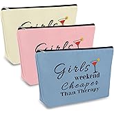 3 Pcs Girls Weekend Gifts Travel Makeup Bag Girls Trip Gifts for Best Friends Bestie Travel Cosmetic Bags Friendship Gift Christmas Birthday Graduation Gift for Teens Girl (Blue + Pink + Beige)
