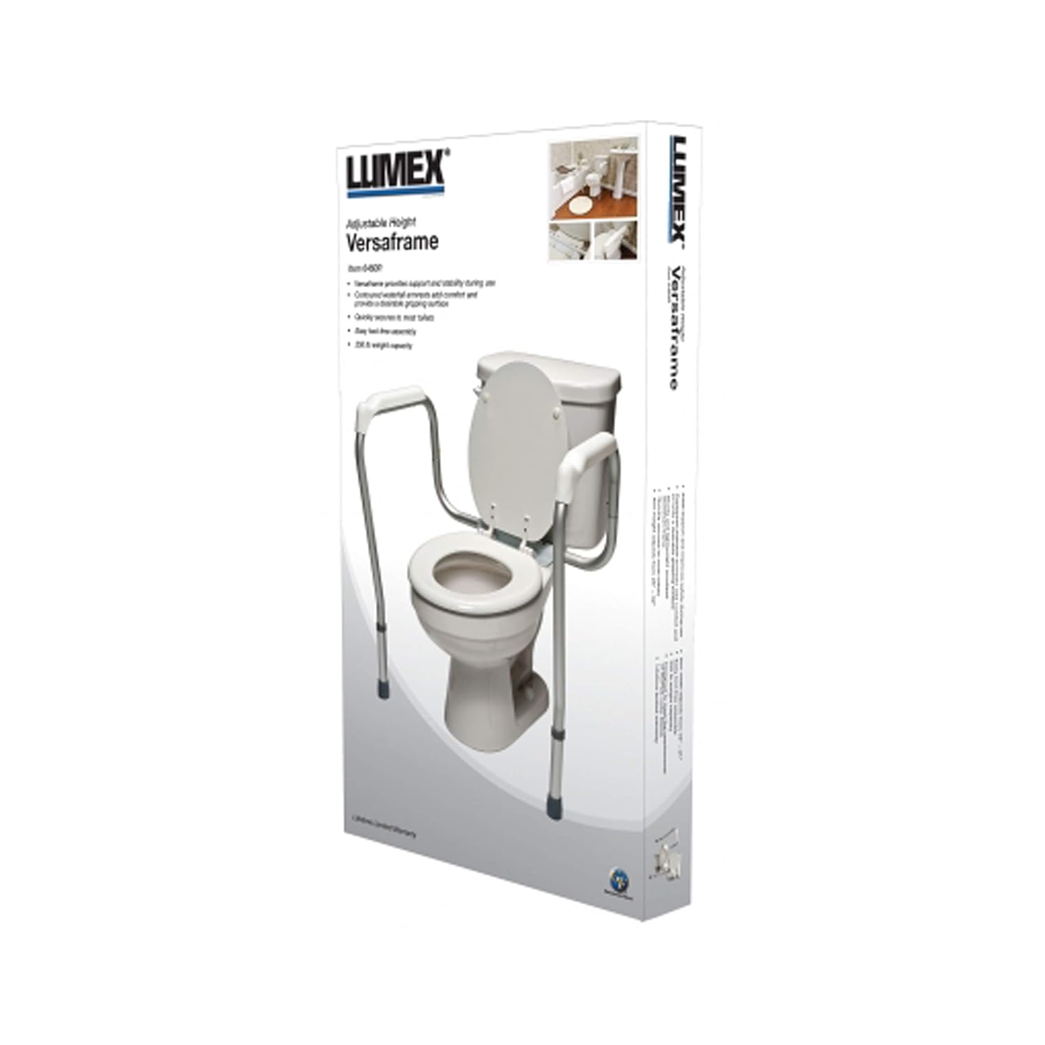 Graham-Field Lumex Versaframe Toilet Safety Rail, Adjustable-Height, 250 lb. Weight Capacity, 6465A-1, White: Industrial & Scientific