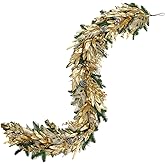 6FT Christmas Garland for Front Door, Christmas Door Decorations Wreath, Balls, Pine Cones, Golden Twigs, Pine Needles and Silver Berries for Table Window Indoor Outdoor Home Xmas Decoration
