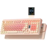 Keymatic WK98 Foundation Mechanical Keyboard, Pink Creamy Gaming Keyboard | 98% Layout, 3-Mode Connectivity, Multimedia Screen, RGB Backlit, Jelly MOA Profile Keycaps, Win/Mac Compatible